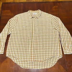 Madewell Side Button Oversized Ex-Boyfriend Shirt in Gingham Check Sz Xl